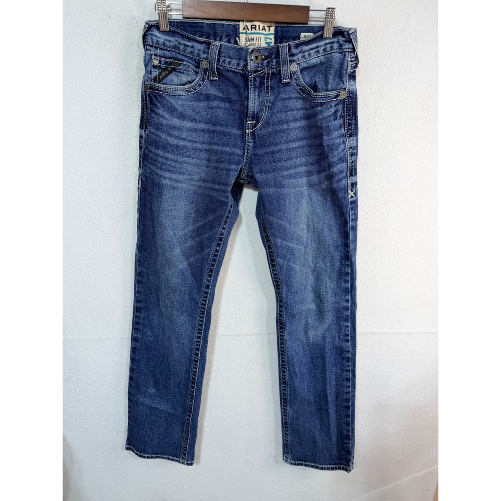 Ariat Jeans M7 Slim Fit Straight Leg Men's 30x34 Blue Denim Jeans Work Cowboy